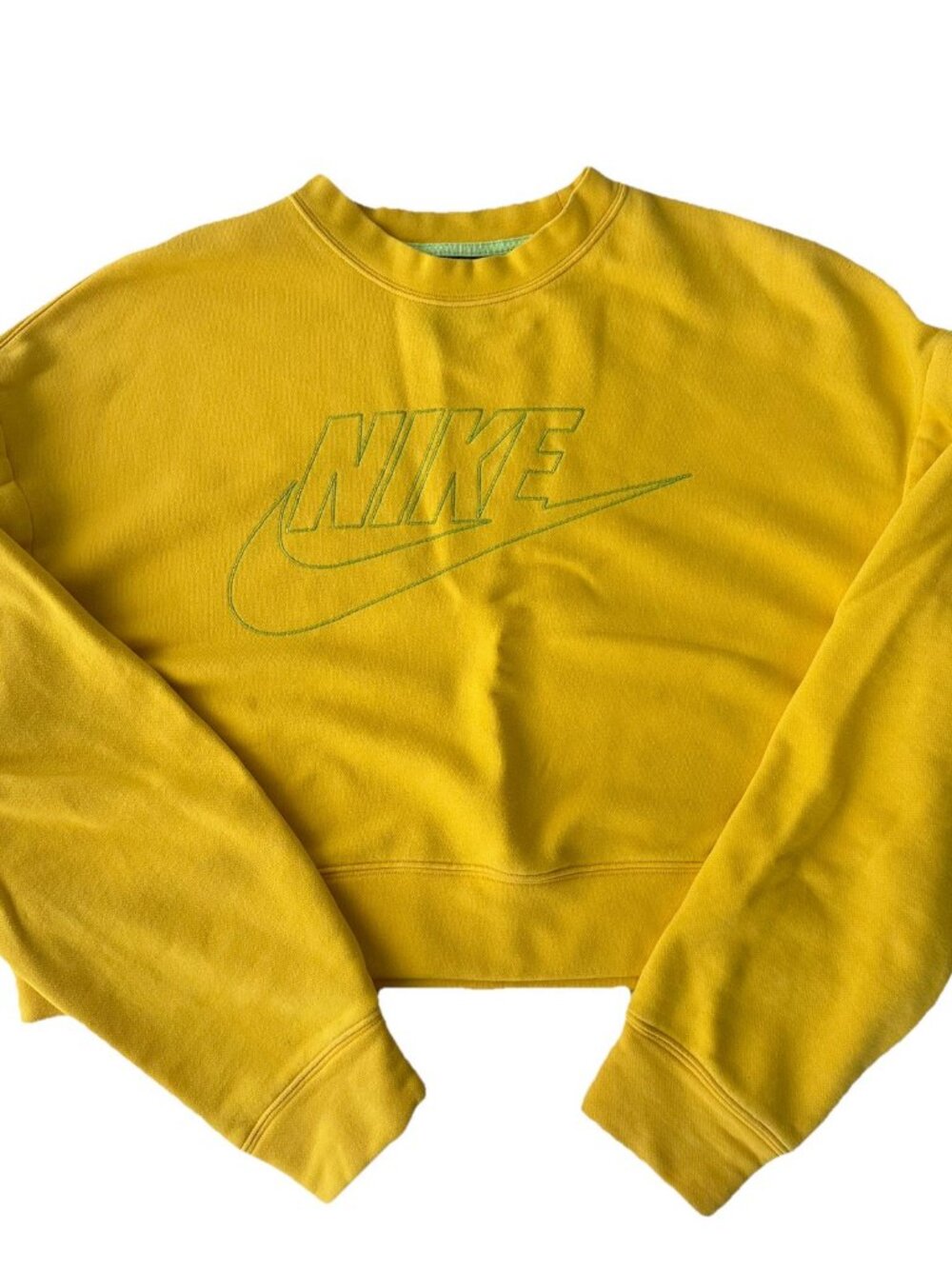 Nike Women's Cropped Convertible Boxy Sweatshirt Yellow Sz M